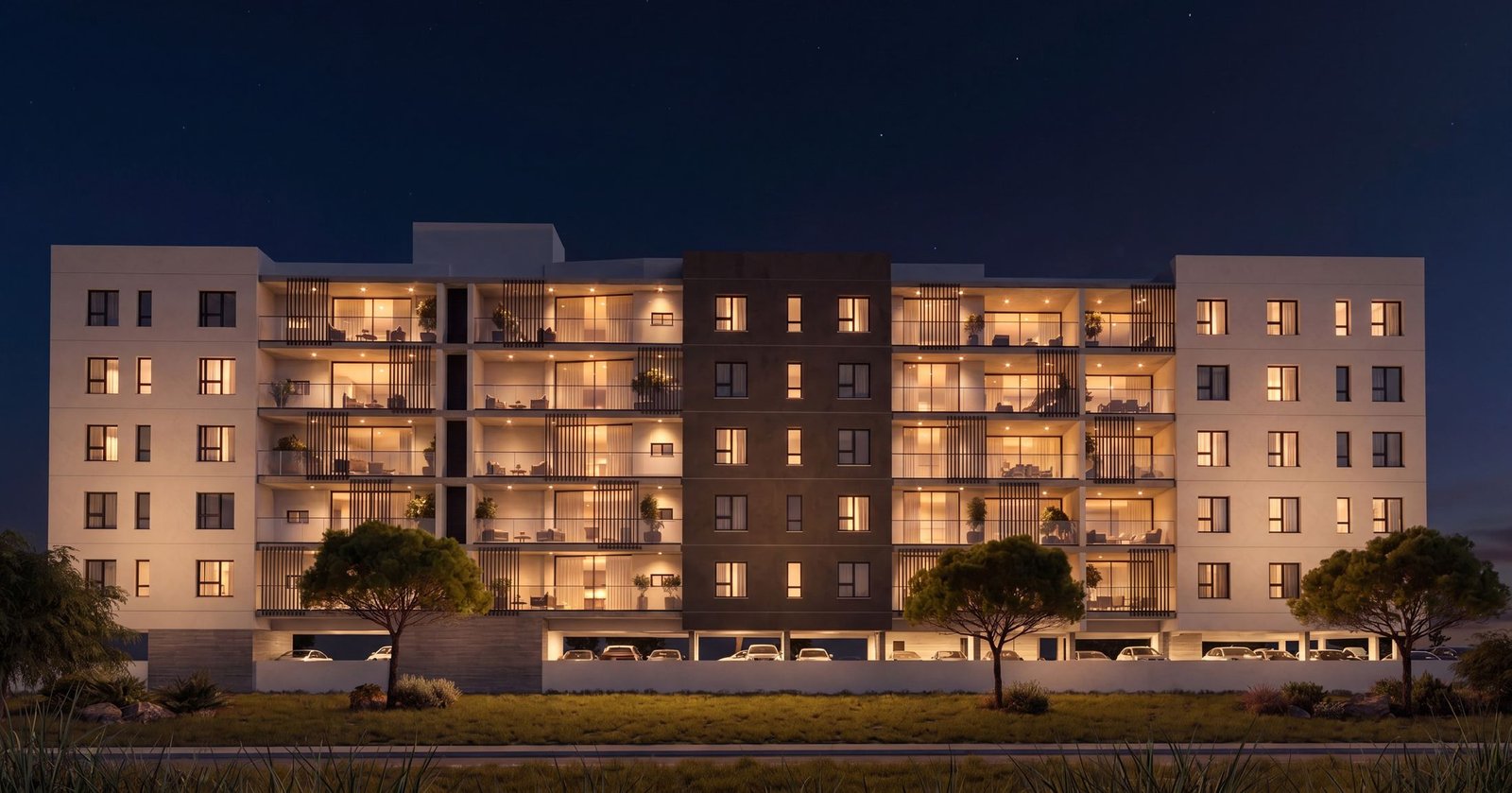 Building at night render
